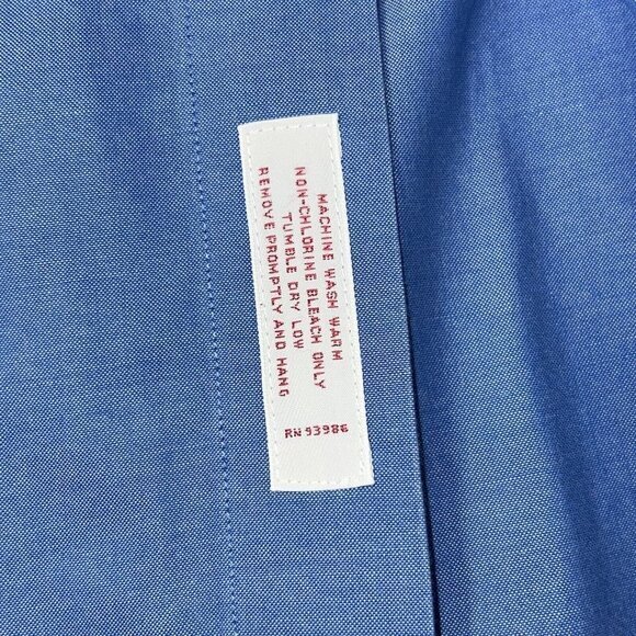 Brooks Brothers Dress Shirt 17.5 4/5‎ Non Iron Supima Cotton Solid Blue Classic - Picture 7 of 9